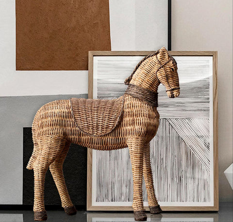 Statue Pferd aus Rattan 26 cm