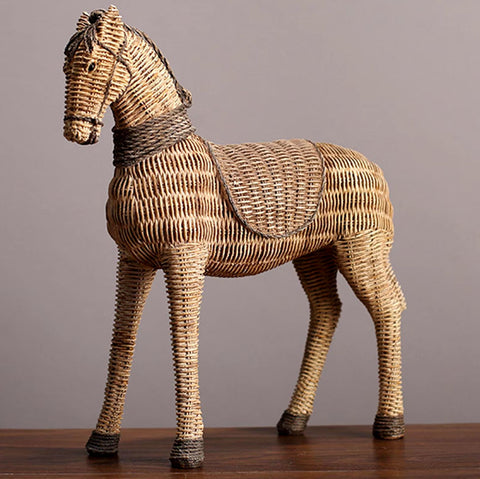 Statue Pferd aus Rattan 26 cm
