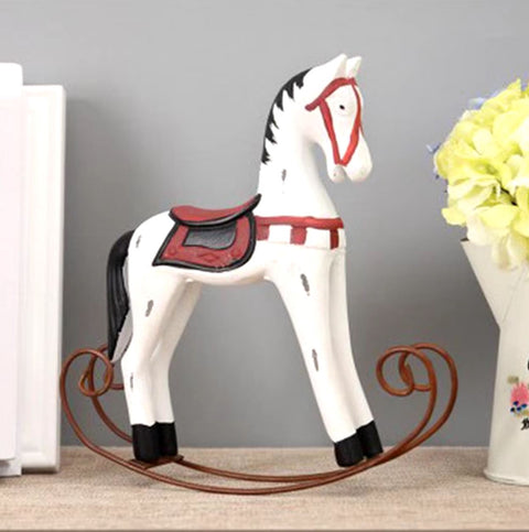 Retro-Schaukelpferd-Statue aus Holz 24 cm