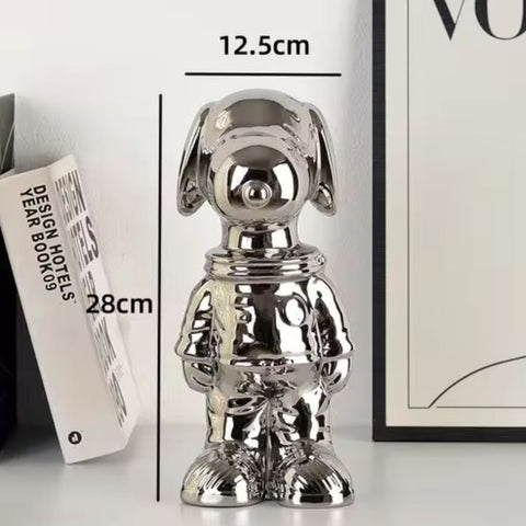 Grau eloxierte Kosmonautenhundestatue 28 cm