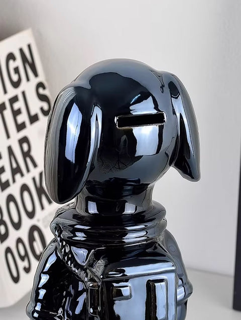 Schwarz eloxierte Kosmonautenhundestatue 28 cm