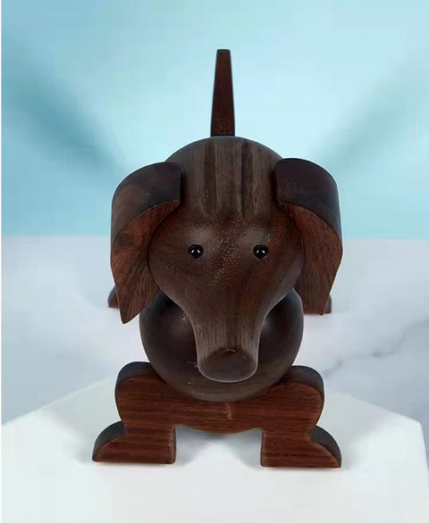 Statue Dackelhund nordischer Stil aus Holz 10 cm