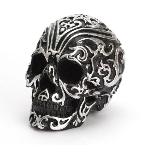 Mexikanische Totenkopf-Statue schwarz-weiß 12 cm