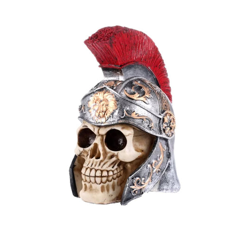 Statue Schädel Totenkopf mit spartanischem Helm 18 cm