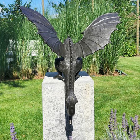 Drachenstatue aus Kunstharz für Außenbereich / Garten - Brunnenkompatibel - 30 cm