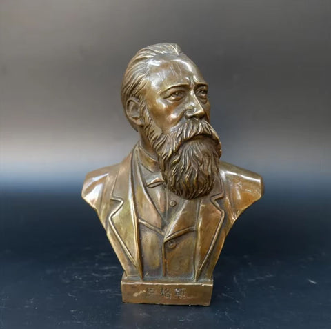 Statue Büste Friedrich Engels aus Bronze 17 cm