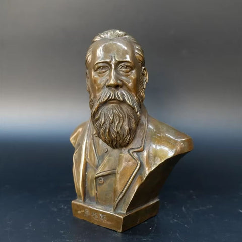 Statue Büste Friedrich Engels aus Bronze 17 cm