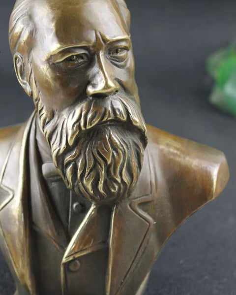 Statue Büste Friedrich Engels aus Messing 16 cm