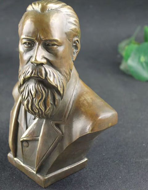 Statue Büste Friedrich Engels aus Messing 16 cm