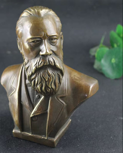 Statue Büste Friedrich Engels aus Messing 16 cm