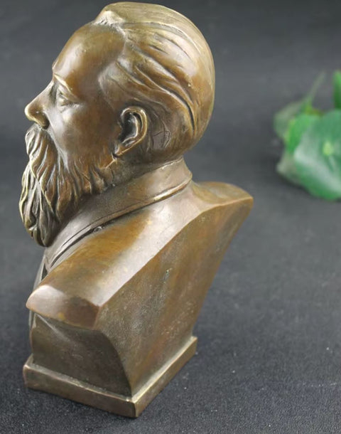 Statue Büste Friedrich Engels aus Messing 16 cm