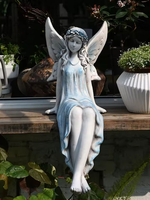 Statue sitzende Fee für außen 62 cm