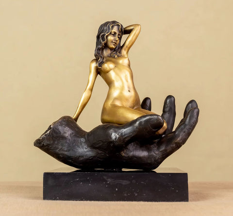 Statue Nackte Frau in Bronze auf Marmorsockel 22 cm