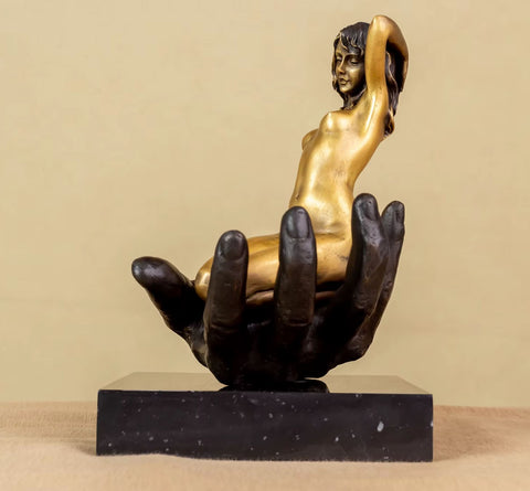 Statue Nackte Frau in Bronze auf Marmorsockel 22 cm
