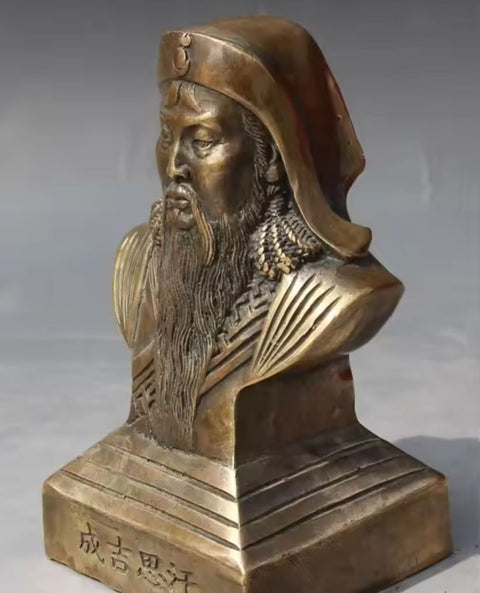 Statue Büste Dschingis Khan aus Messing 13 cm