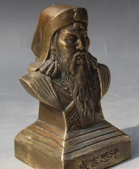 Statue Büste Dschingis Khan aus Messing 13 cm