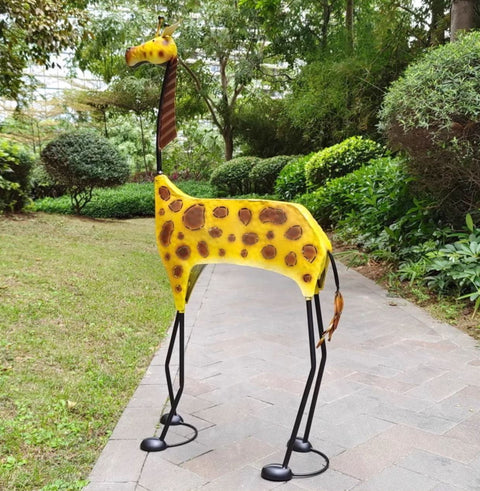 Design-Skulptur Giraffe aus Metall für den Außenbereich 92 cm