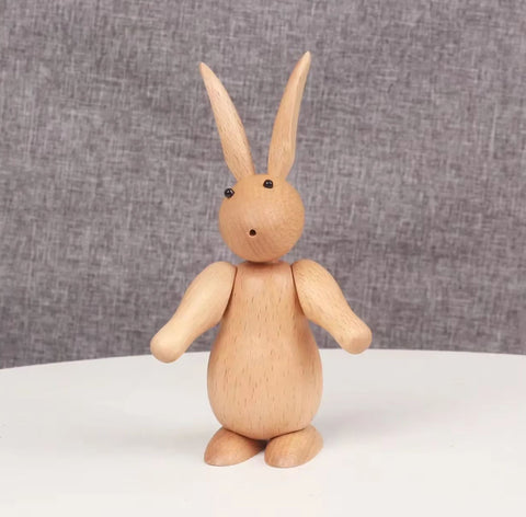 Holzstatue Hasen nordischer Stil 15 cm