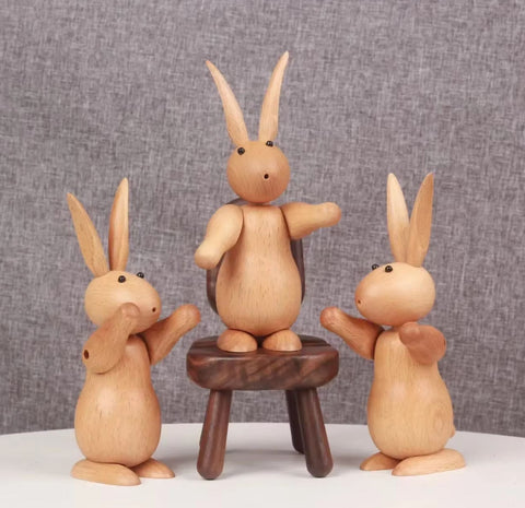 Holzstatue Hasen nordischer Stil 15 cm