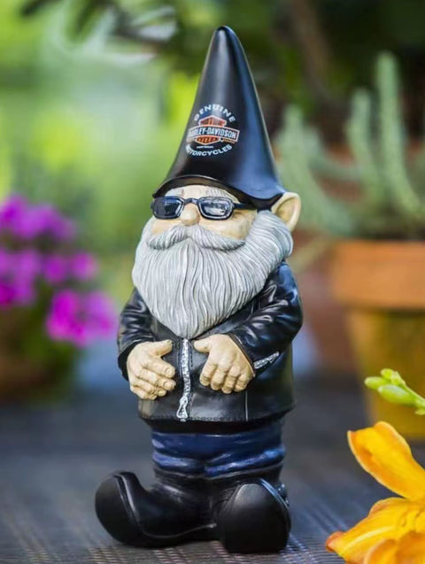 Statue Gartenzwerg Motorradfahrer Mann 15 cm