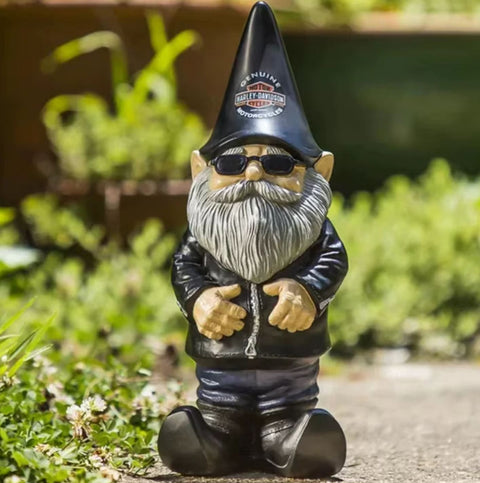 Statue Gartenzwerg Motorradfahrer Mann 15 cm