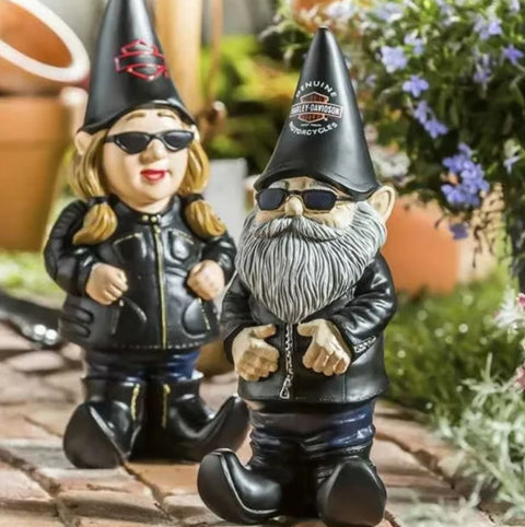 Statue Gartenzwerg Motorradfahrer Mann 15 cm