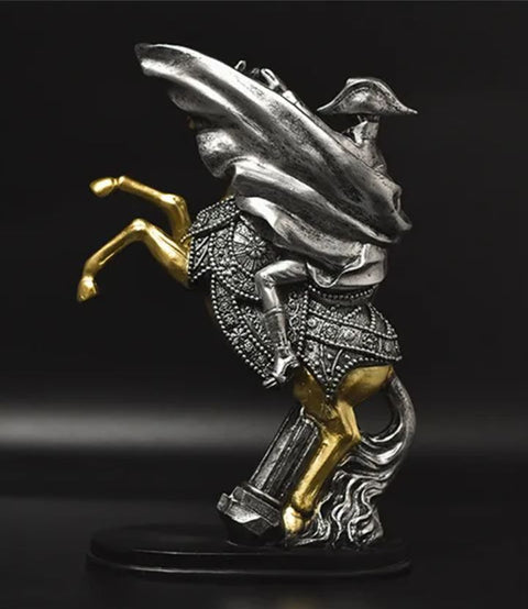 Napoleon-Statue auf silbernem Pferd 28 cm