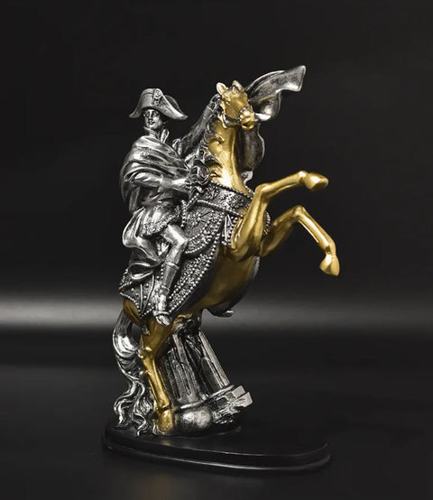 Napoleon-Statue auf silbernem Pferd 28 cm