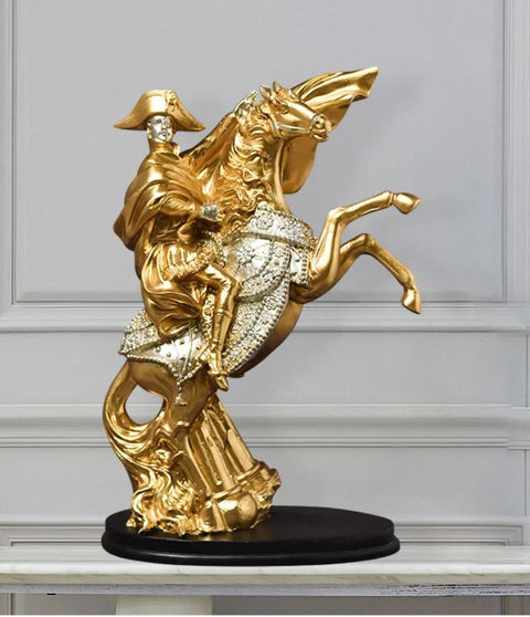 Napoleon-Statue auf goldenem Pferd 28 cm