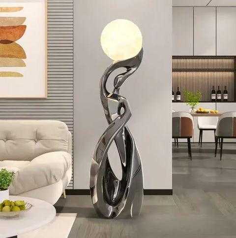 Abstrakte nordische Statue Silber 82 cm