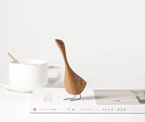 Gansstatue aus Holz im nordischen Stil, 13 cm