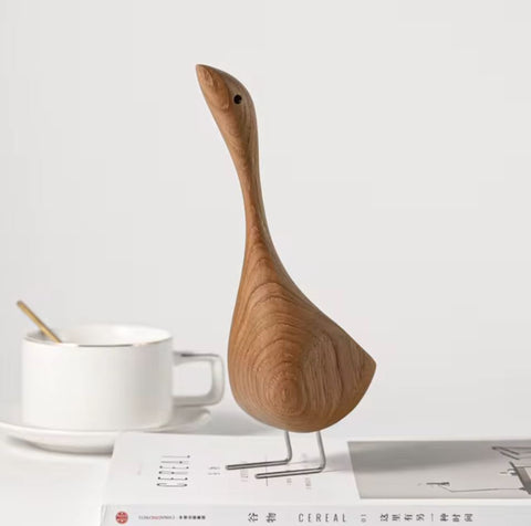 Gansstatue aus Holz im nordischen Stil, 20 cm