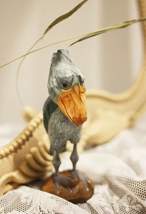 Statue Vogel Storch mit Walkopf aus Holz 16 cm