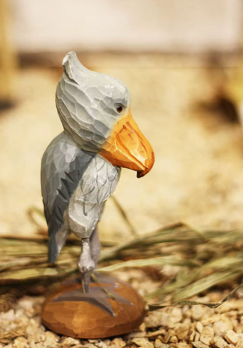 Statue Vogel Storch mit Walkopf aus Holz 16 cm