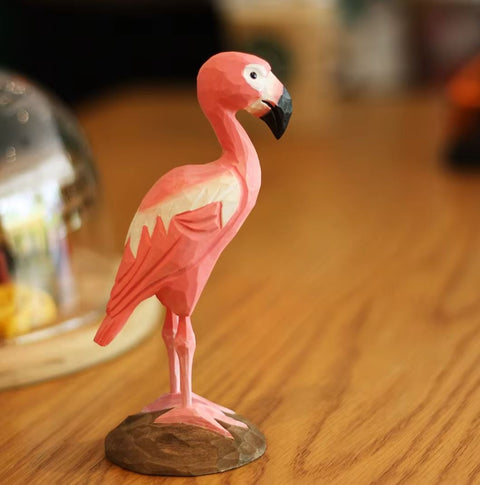 Holzstatue Vogel Flamingo 16 cm