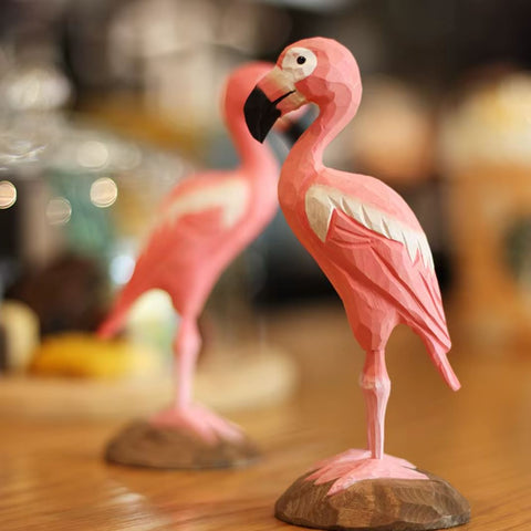Holzstatue Vogel Flamingo 16 cm