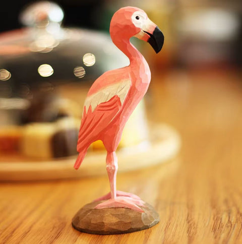 Holzstatue Vogel Flamingo 16 cm