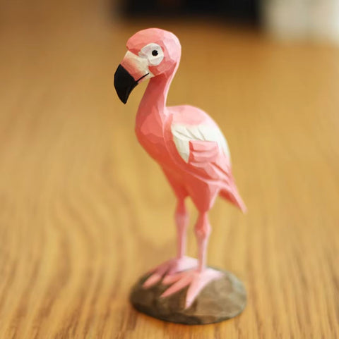Holzstatue Vogel Flamingo 16 cm