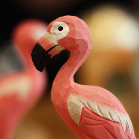 Holzstatue Vogel Flamingo 16 cm