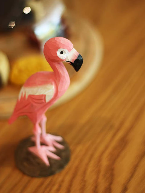 Holzstatue Vogel Flamingo 16 cm