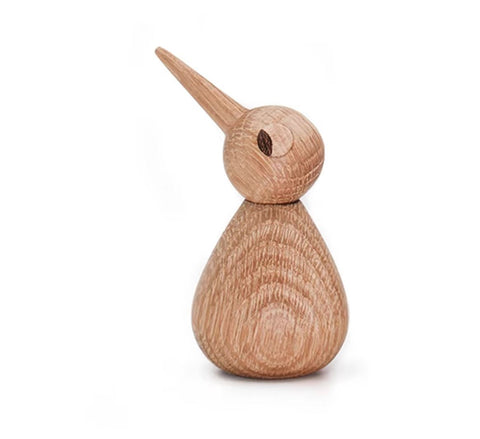 Vogelstatue mit spitzem Schnabel aus Holz im nordischen Stil, 8 cm