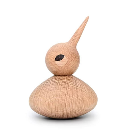 Vogelstatue mit spitzem Schnabel aus Holz im nordischen Stil, 10 cm