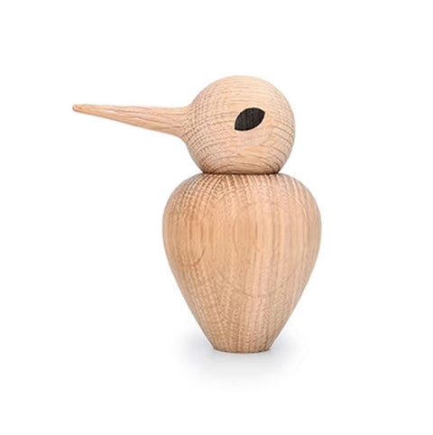 Vogelstatue mit spitzem Schnabel aus Holz im nordischen Stil, 12 cm