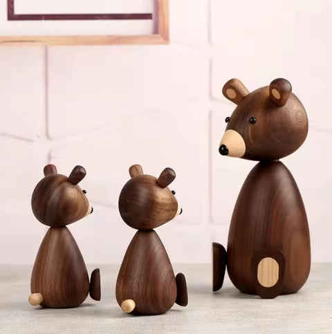 Bärenstatue nordischer Stil aus Holz 12 cm