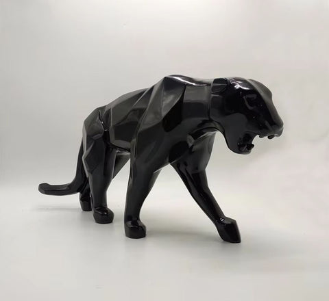 Origami-Panther-Statue aus schwarzem Harz, 70 cm