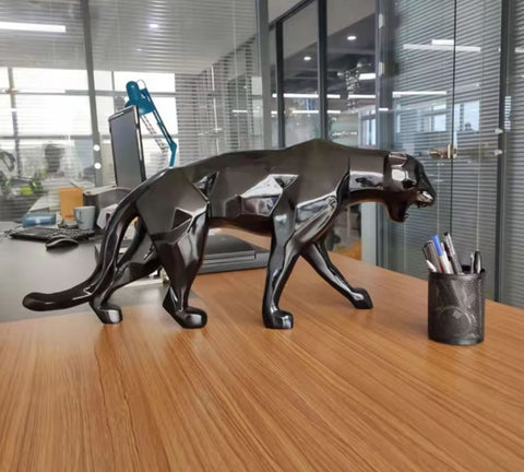 Origami-Panther-Statue aus schwarzem Harz, 70 cm