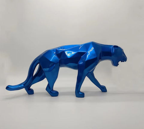 Origami-Panther-Statue aus blauem Harz, 70 cm