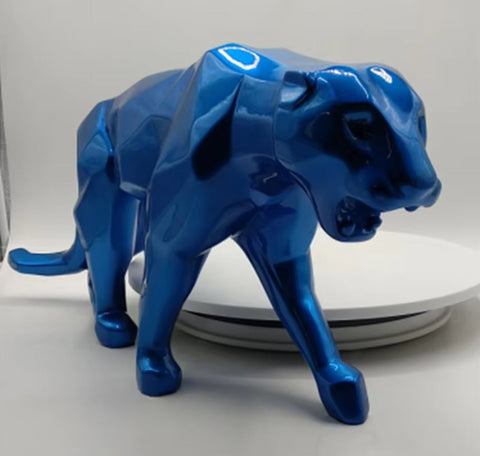 Origami-Panther-Statue aus blauem Harz, 70 cm