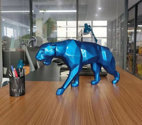 Origami-Panther-Statue aus blauem Harz, 70 cm