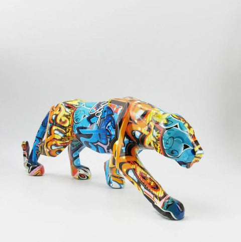 Panther-Graffiti-Statue aus Harz 14 cm